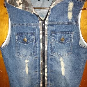 SUDHIR Ripped, Camouflage, Denim, Hooded VEST